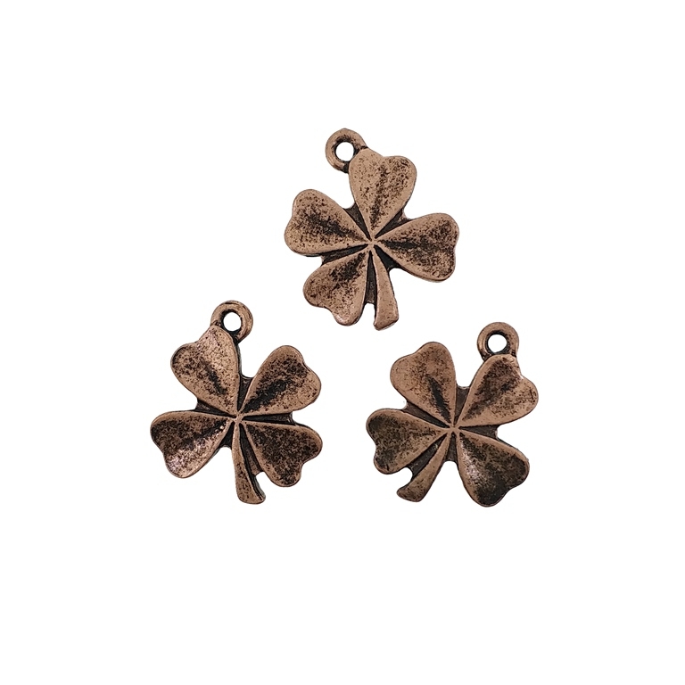 METAL BEADS - PENDANT - CLOVER 02 - 15x18x1.7mm ANTIQUE BRASS - 10pcs. Hole-1.3mm