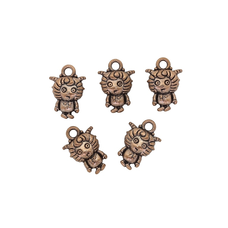 METAL BEADS - PENDANT - GOAT - 10x15x4mm ANTIQUE BRASS - 10pcs. Hole-2.0mm