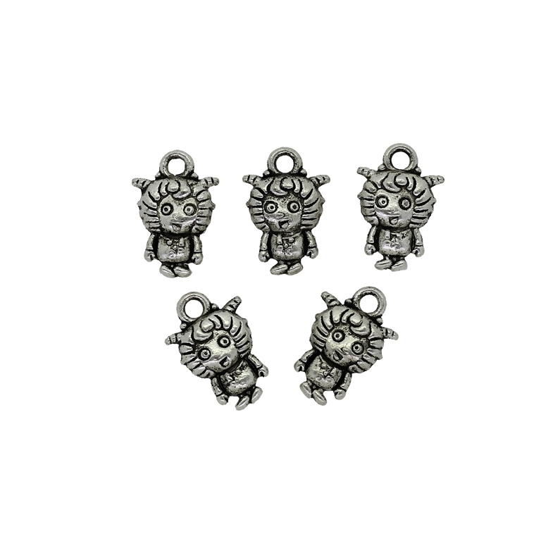 METAL BEADS - PENDANT - GOAT - 10x15x4mm NICKEL - 10pcs. Hole-2.0mm