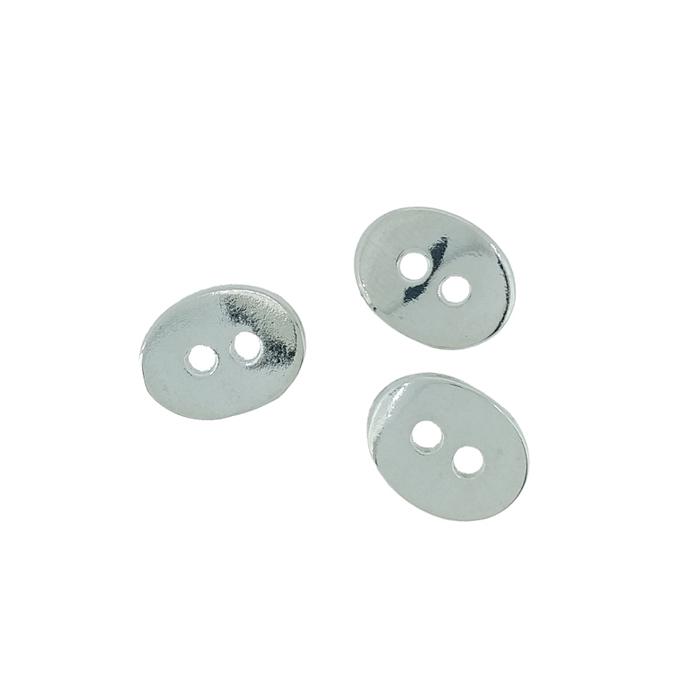 METAL BEADS - PENDANT - BUTTON 01 - 14x11x1.7mm NICKEL - 10pcs. Hole-2.2mm