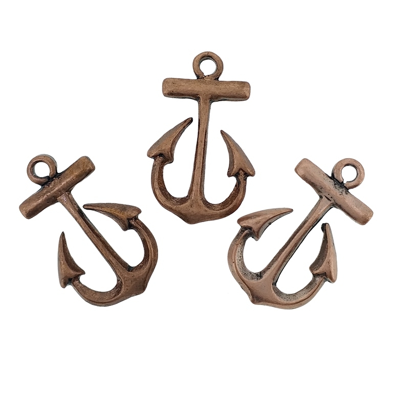 METAL BEADS - PENDANT - ANCHOR 02 - 15x24x3mm ANTIQUE BRASS - PACKAGE 40pcs. Hole-2.2mm