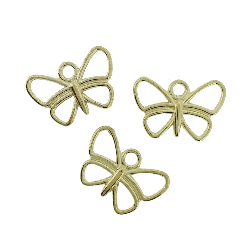 METAL BEADS - PENDANT - BUTTERFLY CONTOUR 02 - 16.5x11x2.5mm GOLD - 10pcs. Hole-2.0mm