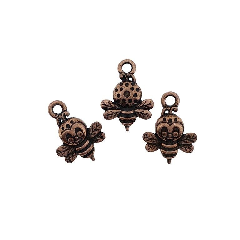 METAL BEADS - PENDANT - BEE 01 - 12x16x4mm ANTIQUE BRASS - PACKAGE 100pcs. Hole-2.0mm