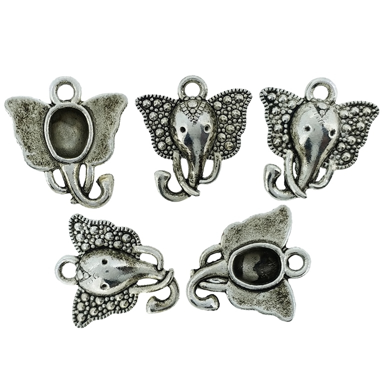 METAL BEADS - PENDANT - ELEPHANT 02 - 15x16x4mm NICKEL - PACKAGE 110pcs. Hole-2.0mm