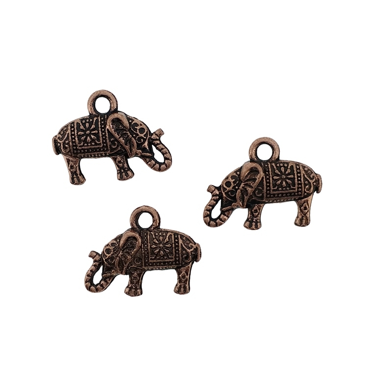 METAL BEADS - PENDANT - ELEPHANT 03 - 17x13x4mm ANTIQUE BRASS - 10pcs. Hole-2.2mm