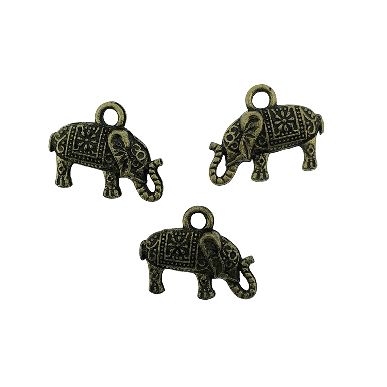 METAL BEADS - PENDANT - ELEPHANT 03 - 17x13x4mm ANTIQUE BRONZE - PACKAGE 75pcs. Hole-2.2mm