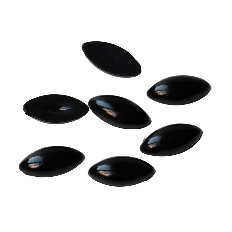 MATERIALS FOR CRAFT AND DECORATION - EYES FOR GLUING - ELLIPSE 15x6.5x3mm BLACK - 500pcs.