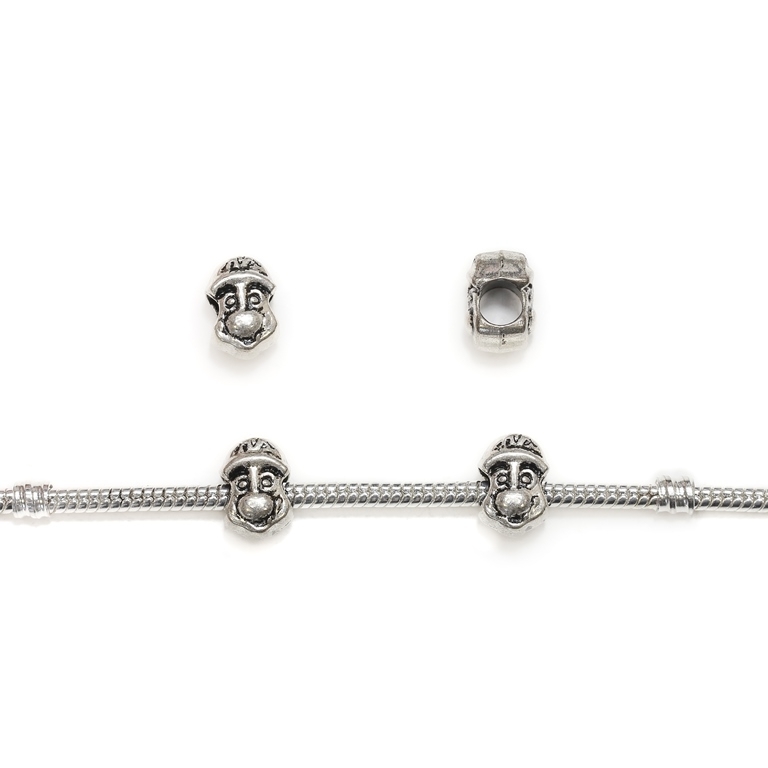 PANDORA TYPE - METAL - MAN 02 HEAD - 8x11x8mm NICKEL - PACKAGE 50pcs. Hole-4.5mm