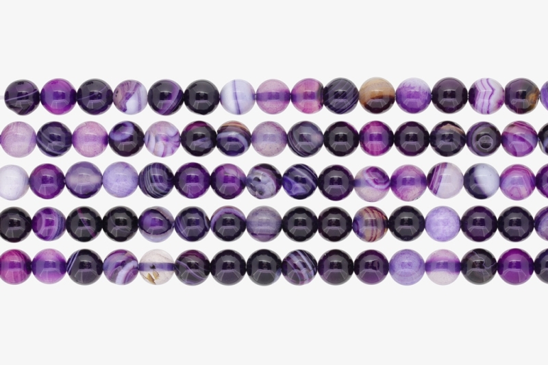 NATURAL STONE BEADS - AGATE PURPLE - 8mm - PACKAGE (5x48pcs.) Hole-1.6mm