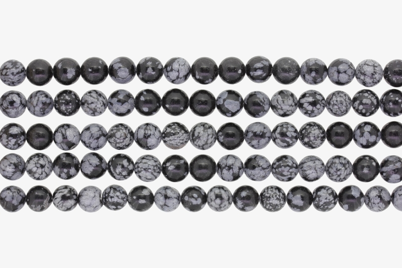 NATURAL STONE BEADS - ONYX SNOWFLAKE - 8mm - PACKAGE (5x48pcs.) Hole-1.6mm