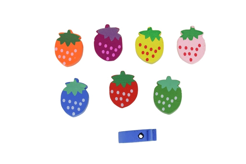 WOODEN FIGURES - STRAWBERRY 03 - 14x19x6mm MIX - PACKAGE 150pcs. Hole-2.5mm