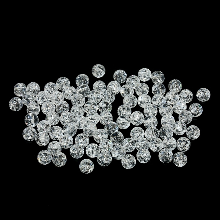 TRANSPARENT PLASTIC BEADS - CRACKLED - BALL - 6mm WHITE V01 - 50g Hole-1.6mm (450pcs.)