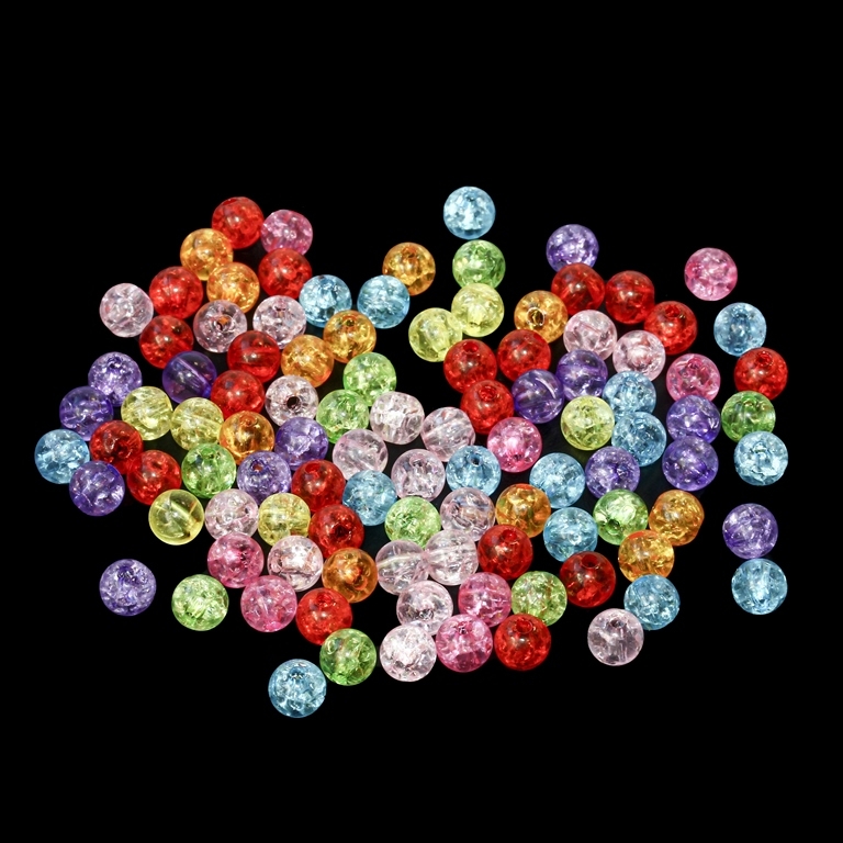 TRANSPARENT PLASTIC BEADS - CRACKLED - BALL - 6mm MIX - 50g Hole-1.6mm (450pcs.)