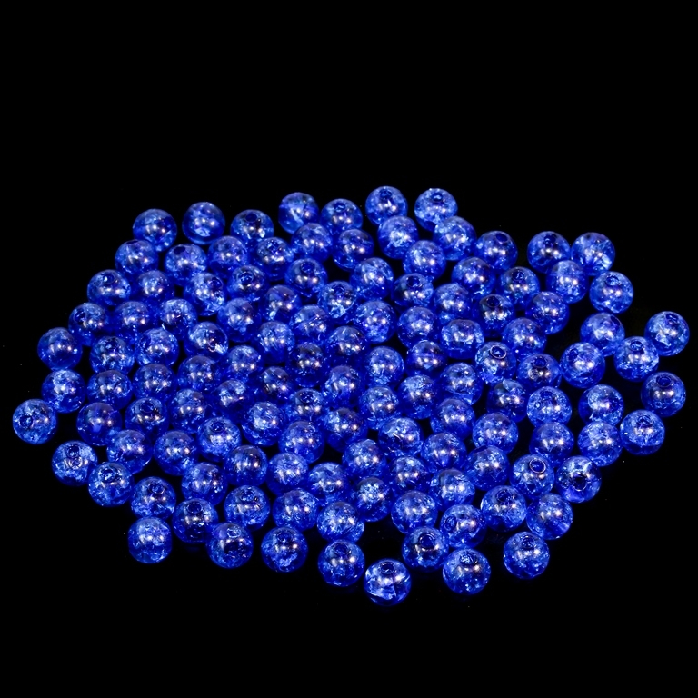 TRANSPARENT PLASTIC BEADS - CRACKLED - BALL - 6mm BLUE V44 - 500g Hole-1.6mm (4500pcs.)