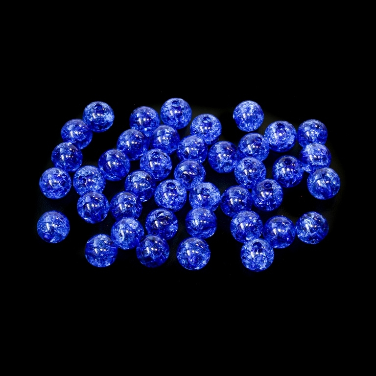 TRANSPARENT PLASTIC BEADS - CRACKLED - BALL - 8mm BLUE V44 - 50g Hole-2.0mm (193pcs.)