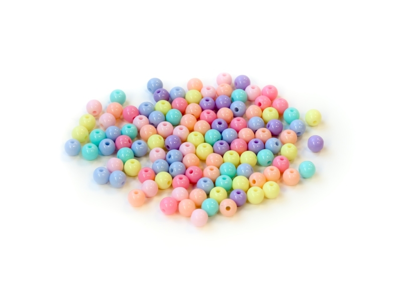 OPAQUE PLASTIC BEADS - BALL - 6mm MIX PINK (LIGHT) - PACKAGE 500g Hole-1.7mm (4200pcs.)