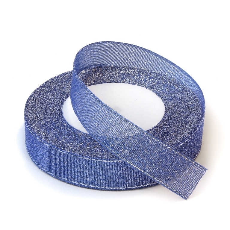 SATIN LAME 2.0cm - BLUE AND SILVER - 25yards(22m)