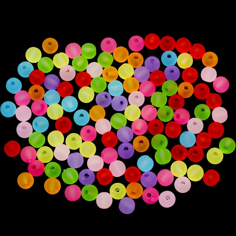 TRANSPARENT PLASTIC BEADS - MATTE - BALL - 6mm MIX - 50g Hole-1.8mm (440pcs.)