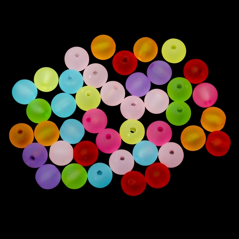 TRANSPARENT PLASTIC BEADS - MATTE - BALL - 8mm MIX - 500g Hole-1.8mm (1960pcs.)