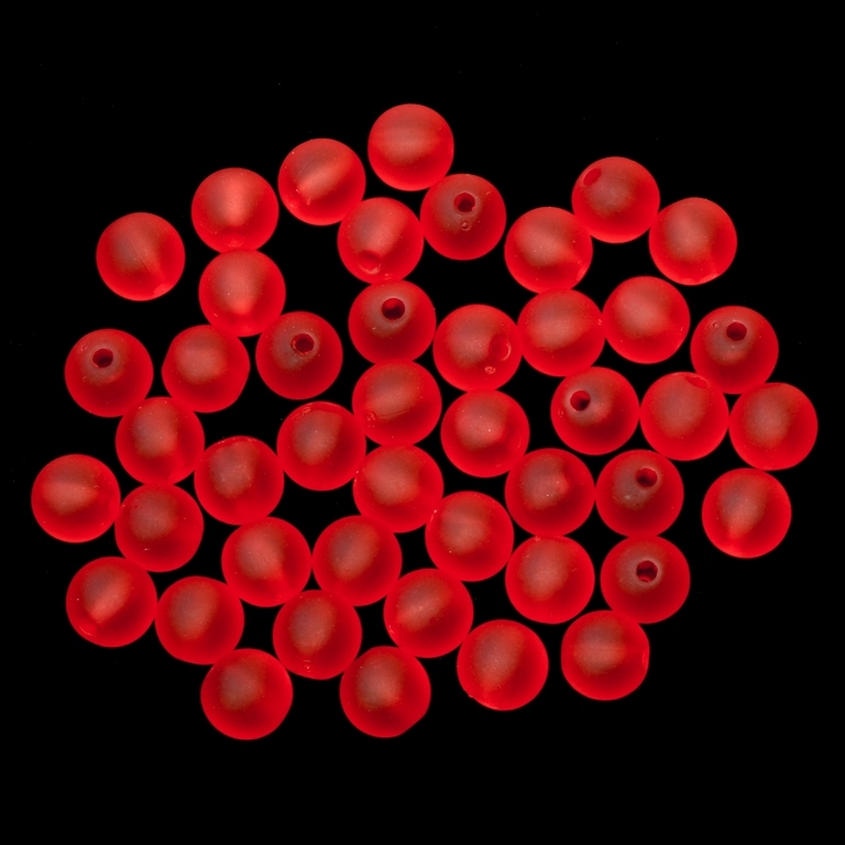 TRANSPARENT PLASTIC BEADS - MATTE - BALL - 8mm RED V12 - 50g Hole-1.8mm (196pcs.)