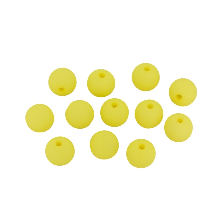 OPAQUE MATTE PLASTIC BEADS - BALL - 10mm YELLOW С17 - 50g  Hole-2.2mm (88pcs.)