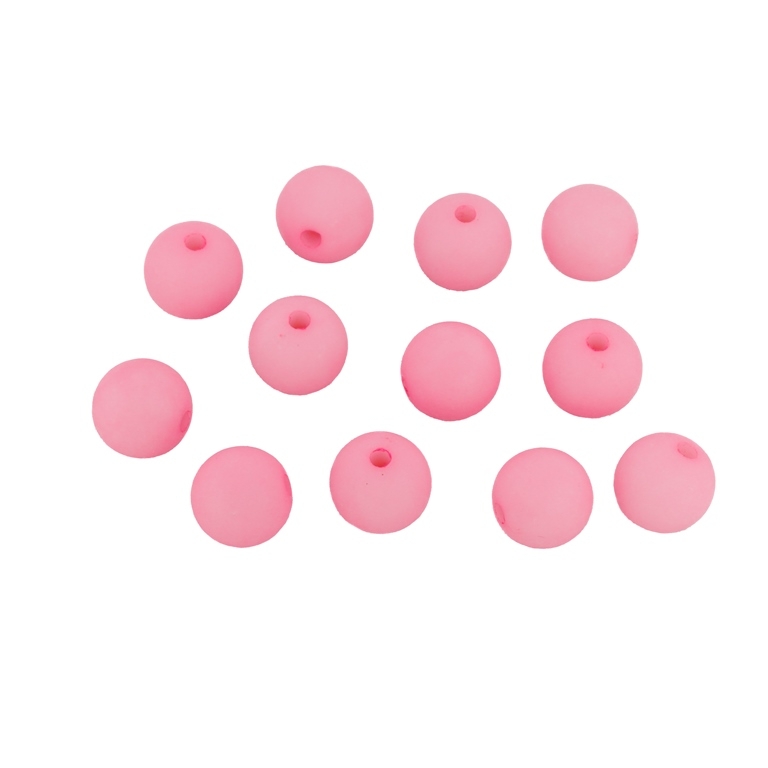 OPAQUE MATTE PLASTIC BEADS - BALL - 10mm PINK С02 - 50g  Hole-2.2mm (88pcs.)