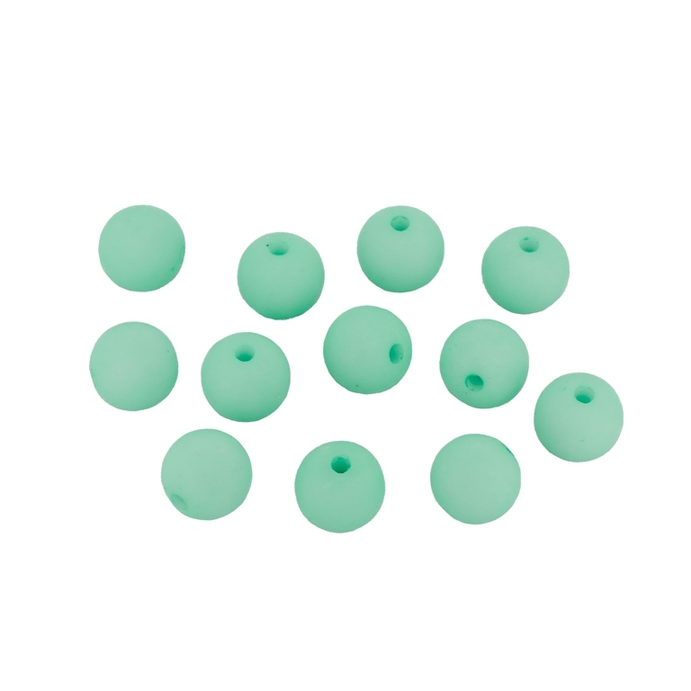 OPAQUE MATTE PLASTIC BEADS - BALL - 10mm TURQUOISE GREEN С25 - 50g  Hole-2.2mm (88pcs.)