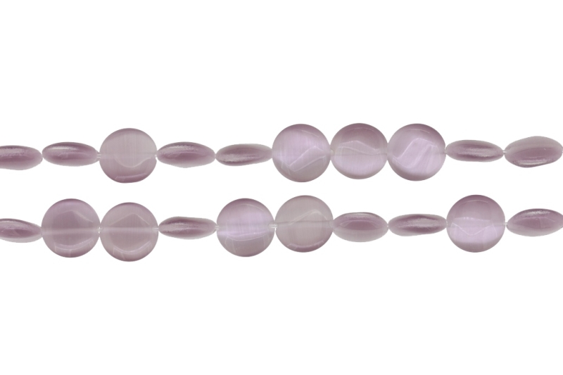 BEADS FROM NATURAL STONES - CAT'S EYE - BONIBON - 12x4mm PURPLE (LIGHT) - PACKAGE (2x33pcs.) Hole-1.0mm