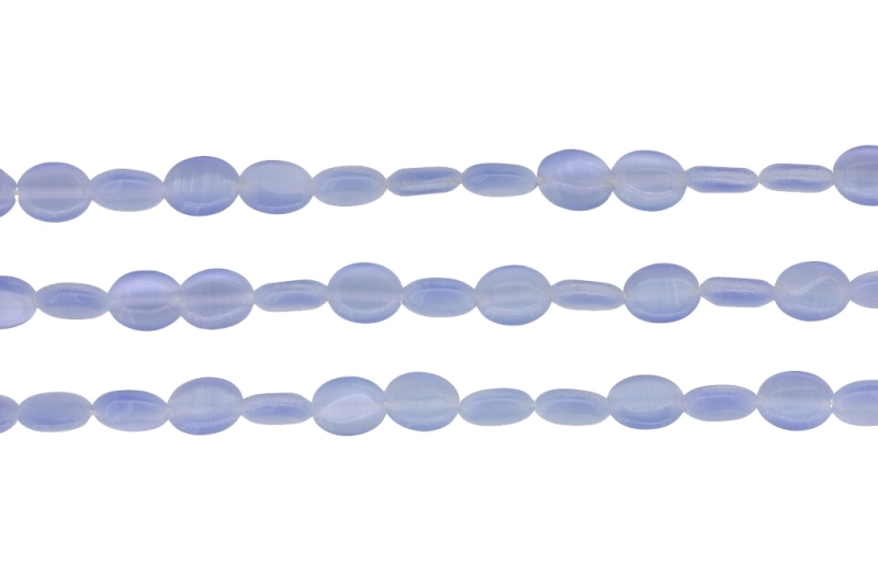 BEADS FROM NATURAL STONES - CAT'S EYE - OVAL - 10x8x4mm BLUE 02 - PACKAGE (3x40pcs.) Hole-1.0mm