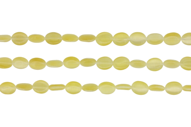 BEADS FROM NATURAL STONES - CAT'S EYE - OVAL - 10x8x4mm CHAMPAGNE (LIGHT) - PACKAGE (3x40pcs.) Hole-1.0mm