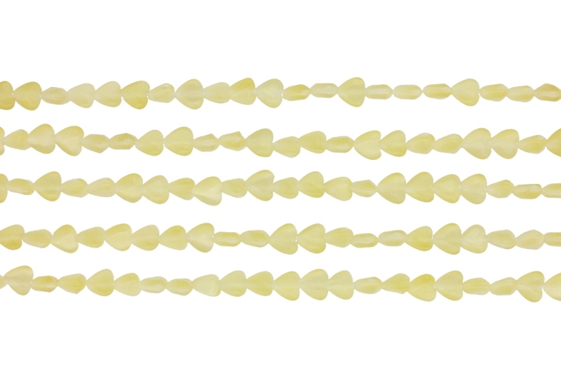 BEADS FROM NATURAL STONES - CAT'S EYE - HEART - 6x6x3mm CHAMPAGNE (LIGHT) - PACKAGE (5x62pcs.) Hole-0.8mm