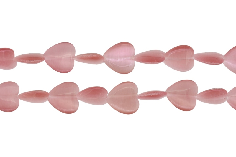 BEADS FROM NATURAL STONES - CAT'S EYE - HEART - 16x16x4mm ROSE DUST - PACKAGE (2x25pcs.) Hole-1.0mm