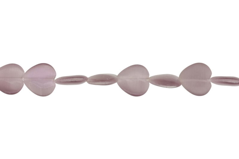 BEADS FROM NATURAL STONES - CAT'S EYE - HEART - 16x16x4mm PURPLE (LIGHT) - STRING (25pcs.) Hole-1.0mm