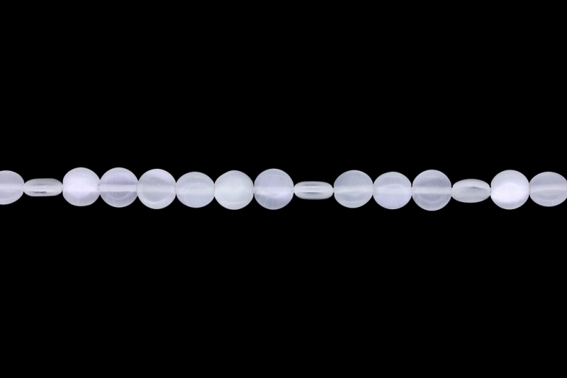 BEADS FROM NATURAL STONES - CAT'S EYE - BONIBON - 8x3mm WHITE - STRING (50pcs.) Hole-1.0mm