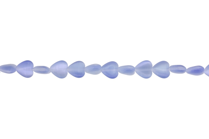 BEADS FROM NATURAL STONES - CAT'S EYE - HEART - 10x10x4mm BLUE 02 - STRING (40pcs.) Hole-1.0mm