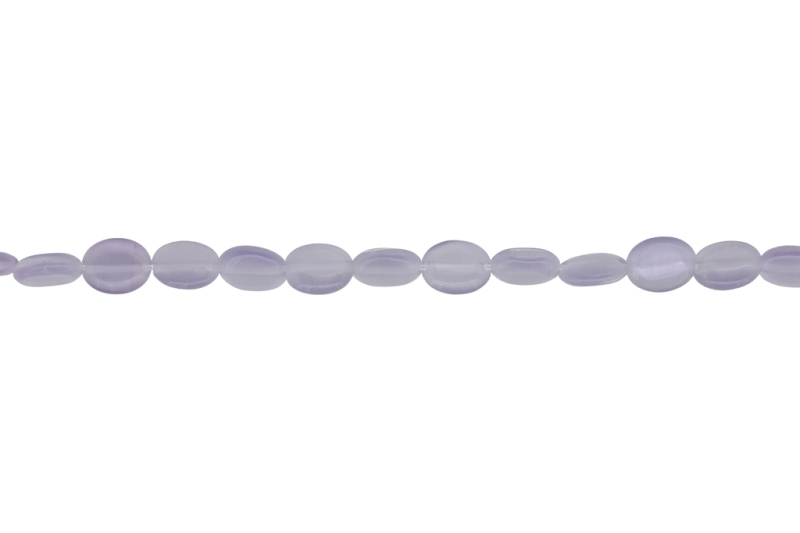 BEADS FROM NATURAL STONES - CAT'S EYE - OVAL - 10x8x4mm PURPLE (LIGHT) 02 - STRING (40pcs.) Hole-1.0mm