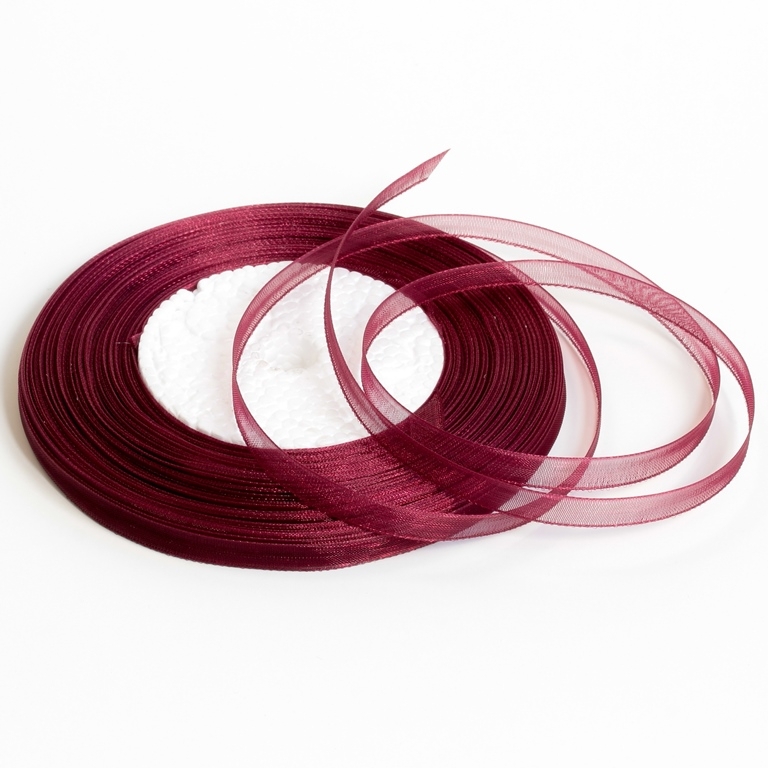 ORGANZA RIBBON 0.6cm - BORDEAUX (DARK) 176 - 50yards(45m)