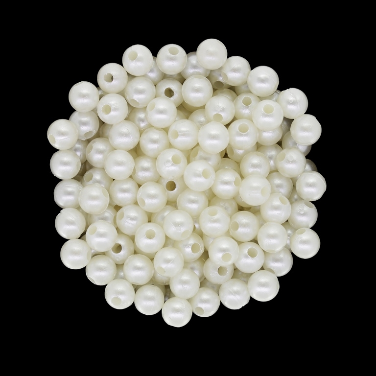 ACRYLIC IMITATION PLASTIC PEARLS - BALL - 6mm ECRU 62 - 50g Hole-2.0mm (470pcs.)