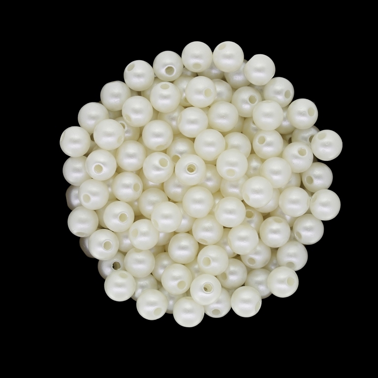 ACRYLIC IMITATION PLASTIC PEARLS - BALL - 6mm ECRU 64 - PACKAGE 500g Hole-1.8mm (5050pcs.)