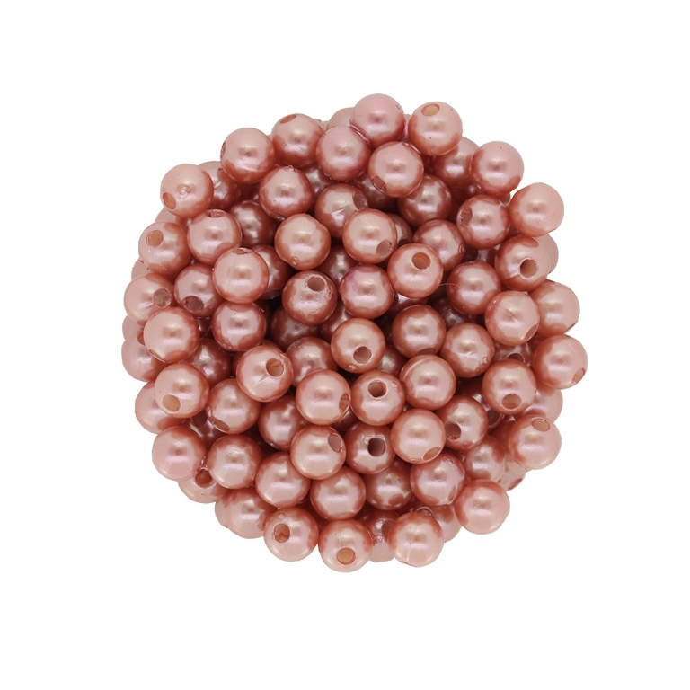 ACRYLIC IMITATION PLASTIC PEARLS - BALL - 6mm BROWN (LIGHT) 60 - PACKAGE 500g Hole-2.0mm (5100pcs.)