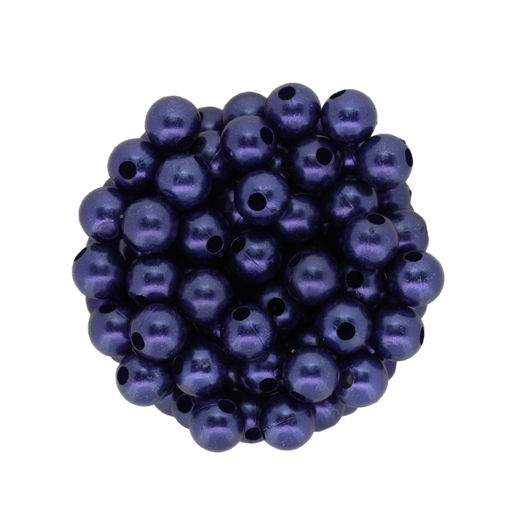 ACRYLIC IMITATION PLASTIC PEARLS - BALL - 8mm BLUE (DARK) 48 - 50g Hole-2.7mm (210pcs.)