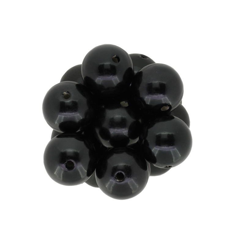 ACRYLIC IMITATION PLASTIC PEARLS - BALL - 18mm BLACK - PACKAGE 500g Hole-3.0mm (170pcs.)