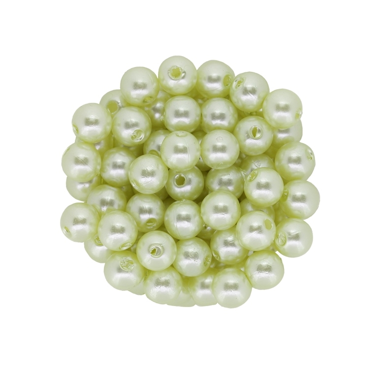 ACRYLIC IMITATION PLASTIC PEARLS - BALL - 8mm GREEN (LIGHT) 28 - PACKAGE 500g Hole-2.0mm (2100pcs.)