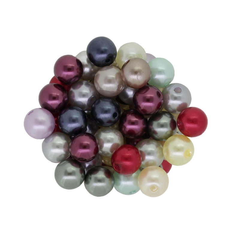 ACRYLIC IMITATION PLASTIC PEARLS - BALL - 10mm MIX 01 - 50g Hole-1.8mm (96pcs.)