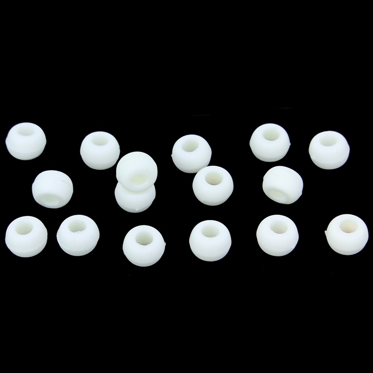 OPAQUE MATTE PLASTIC BEADS - CYLINDER 01 - 6x9mm WHITE 02 - PACKAGE 500g  Hole-4.0mm (1700pcs.)