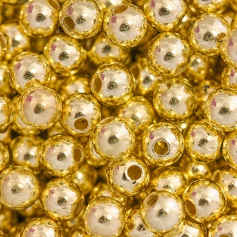 METAL PLATED PLASTIC / CCB BEADS - BALL - 6mm GOLD - 50g Hole-2.0mm (440pcs.)