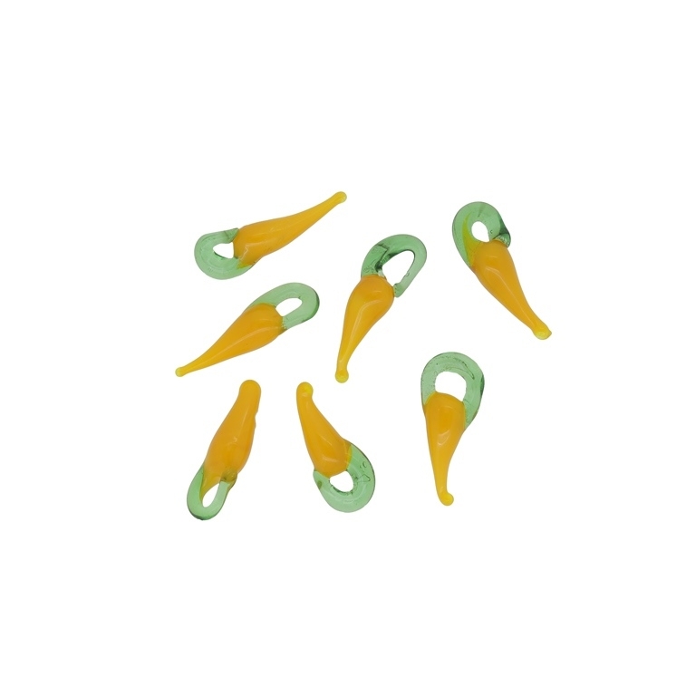 GLASS BEADS - MURANO TYPE - PENDANT - HOT PEPPER 01 - 14-18mm YELLOW (DARK) 02 AND GREEN - PACKAGE 50pcs. Hole-2-3.0mm