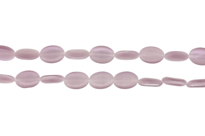 BEADS FROM NATURAL STONES - CAT'S EYE - OVAL - 14x10x4mm PURPLE (LIGHT) - PACKAGE (2x28pcs.) Hole-1.0mm