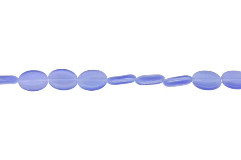 BEADS FROM NATURAL STONES - CAT'S EYE - OVAL - 14x10x4mm BLUE - STRING (28pcs.) Hole-1.0mm