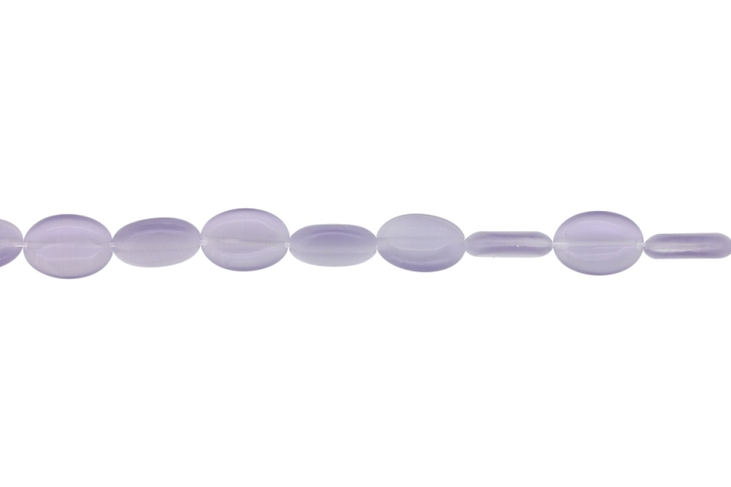 BEADS FROM NATURAL STONES - CAT'S EYE - OVAL - 14x10x4mm PURPLE (LIGHT) 02 - STRING (28pcs.) Hole-1.0mm